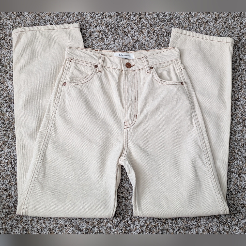 Reformation Cowboy High Rise Straight Jeans In Almond - Picture 10 of 10